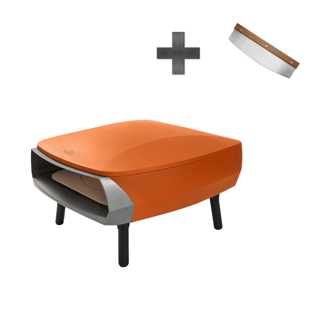 Pizzaofen ETNA ROTANTE Orange  inkl. Wiegemesser