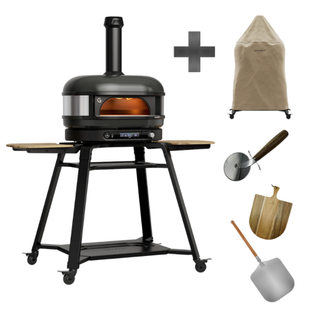 Dome Gen 2.0 Dual Fuel Off Black Pizzaofen Basic Bundle inkl. Pizzaschieber, Servierbrett & Pizzaschneider