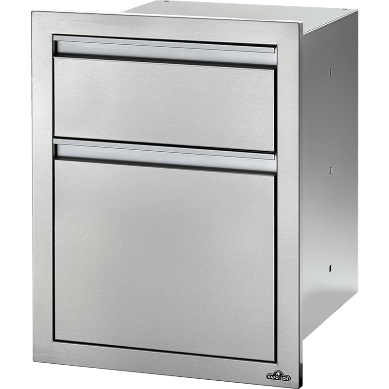 Einbau-Mülleimer-Schrank & Küchenrollenhalter (46 x 61 cm) (BI-1824-1W)