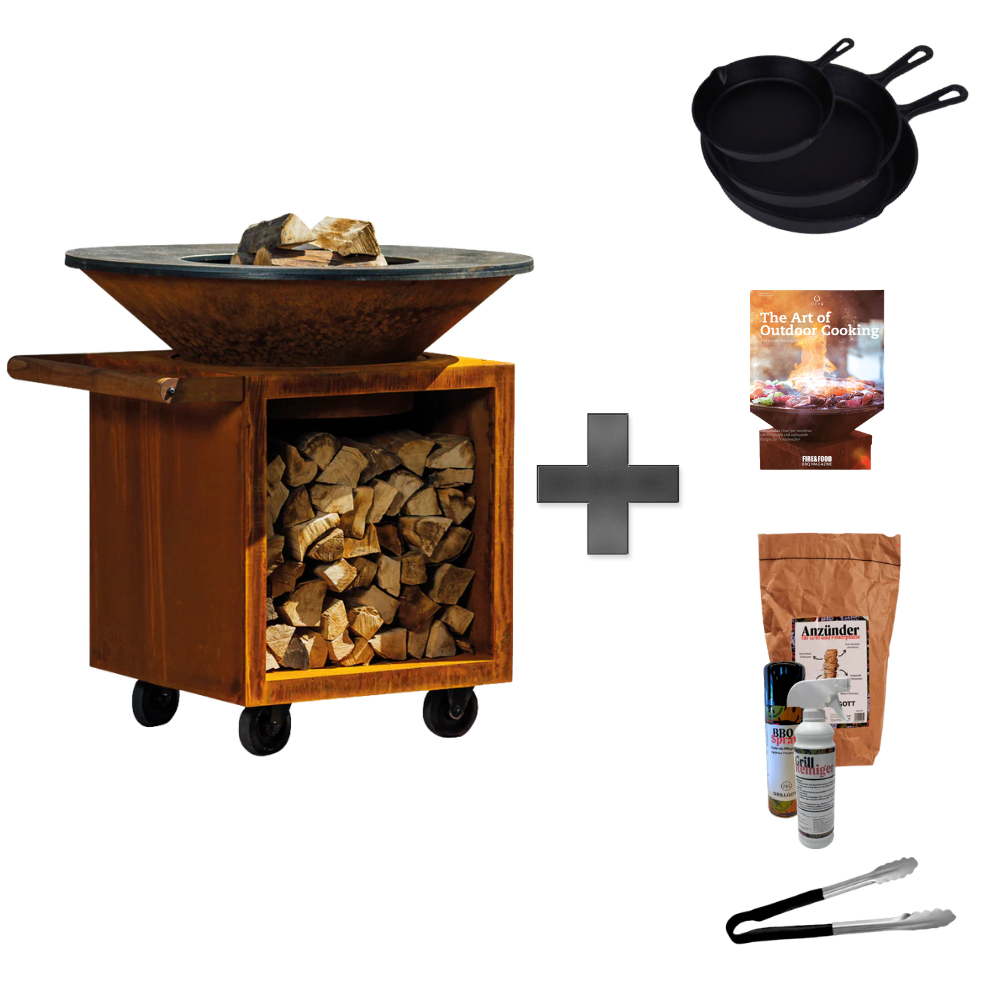 Classic+ Storage Corten 100 PRO Grill Feuerplatte inkl. Zubehörbundle