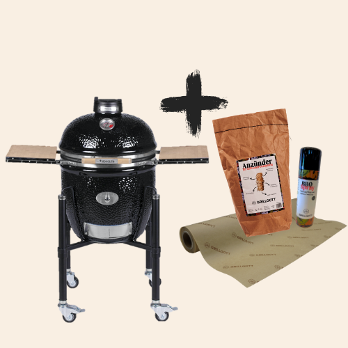 CLASSIC PRO-Serie 2.0 Keramikgrill - Schwarz, mit Gestell & Seitentischen